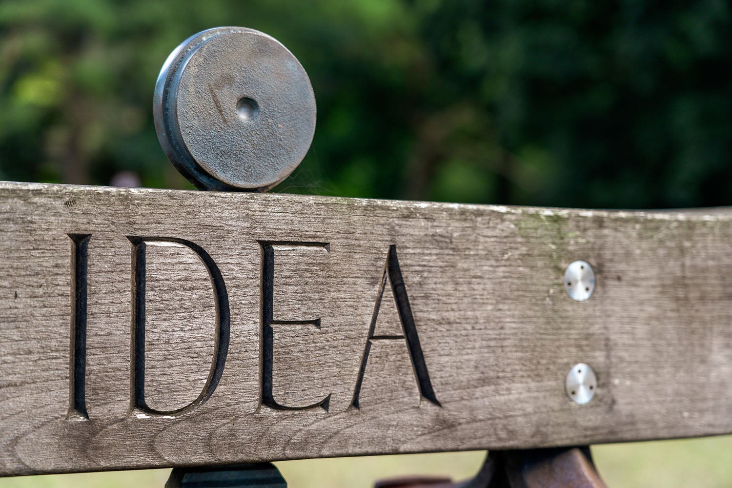 Wooden fence plank that says "idea"