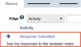 Screenshot of RAP submission page showing response submitted notification