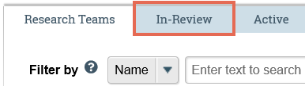 Screenshot of RAP menu showing location of in review button