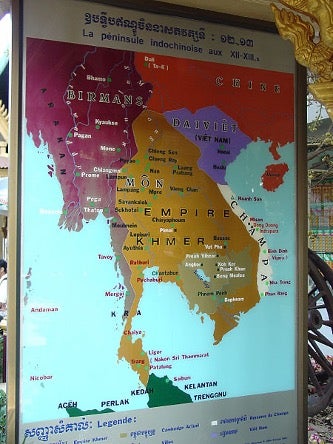 Map of the Angkor or Khmer Empire.