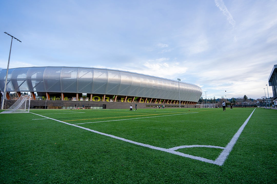UO field with Hayward in the background.