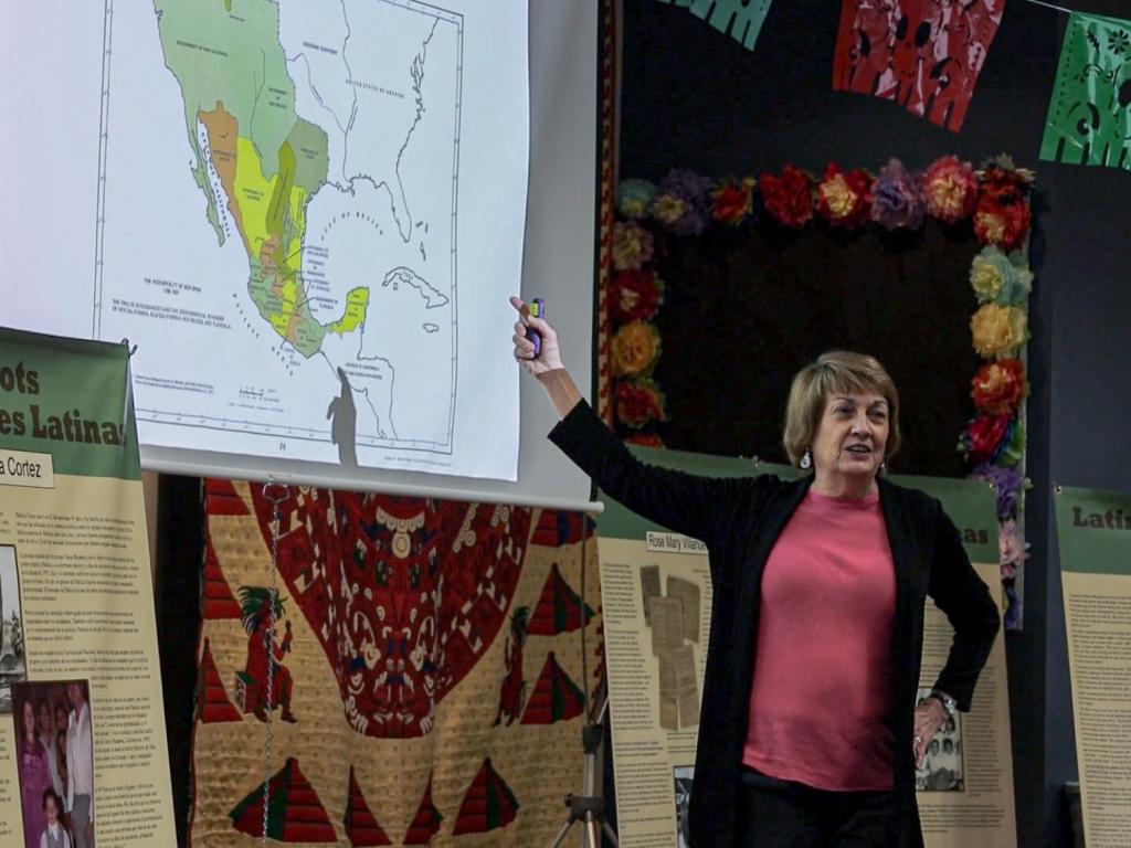 Lynn Stephen, a professor and researcher, posing for a photo in of her research. 