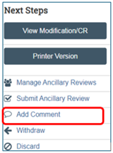 The Add Comment link is in the Next Steps section.