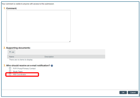 The check box to email the IRB Coordinator is located under question 3.