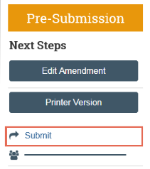 Screenshot of RAP protocol submission workspace showing location of the submit button in the left-hand navigation.